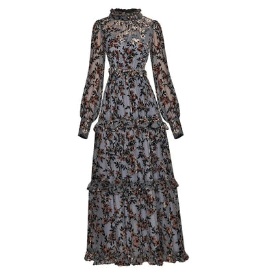 40-Luvun Vintage Sininen Kukkamekko