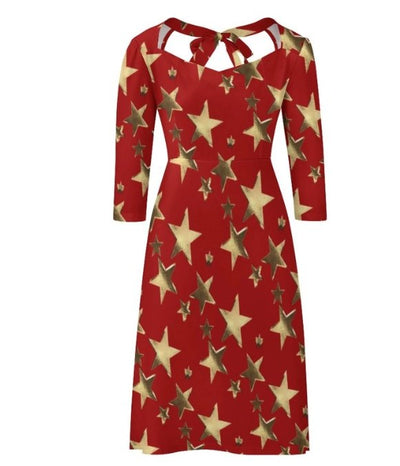 Naisten Red Star -Mekko 70-Luvun Vintage Disco