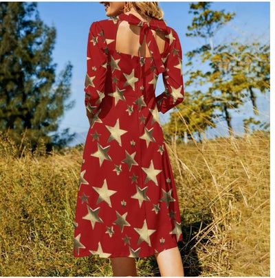 Naisten Red Star -Mekko 70-Luvun Vintage Disco