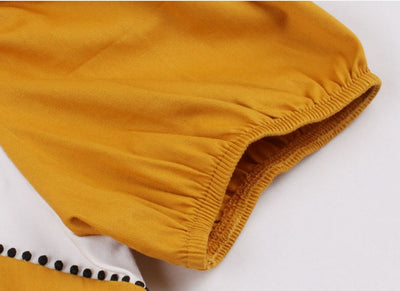 Kaunis Keltainen Ja Valkoinen Mekko Vintage-Design