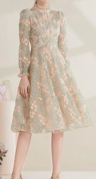 40-Luvun Mekko Pitsi Vintage Chic Grey