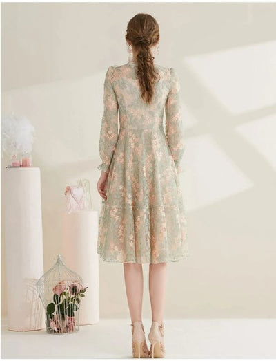 40-Luvun Mekko Pitsi Vintage Chic Grey