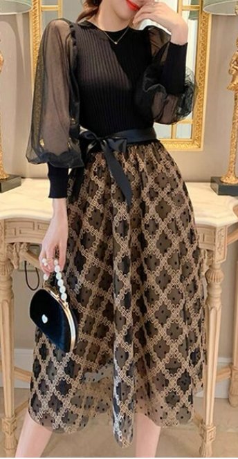 Vintage 40-Luvun Musta Ruutumekko