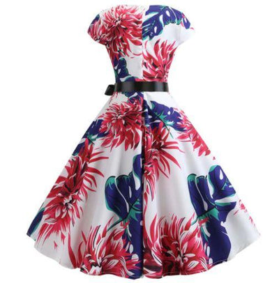 Vintage Levenevä Mekko Suurilla Kukilla