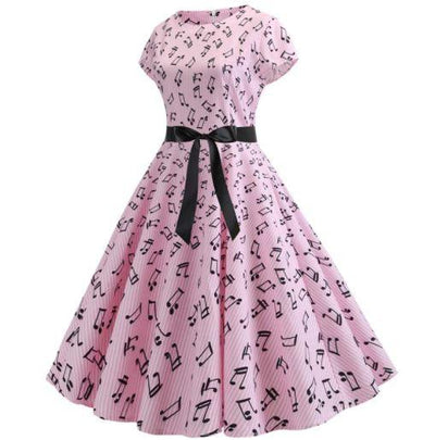 Vintage Flared Dress Pink Music