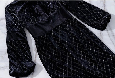 Musta Kultainen Vintage Mekko