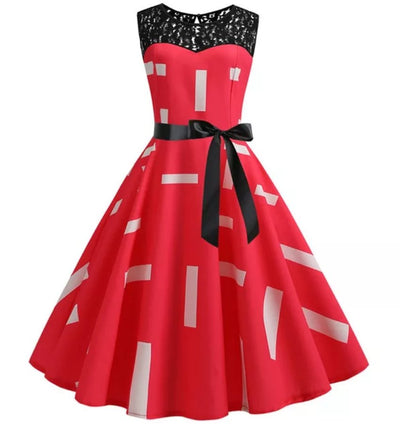 Vintage Trapetsimekko Pitsikauluksella