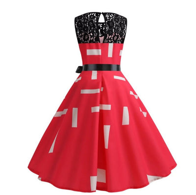 Vintage Trapetsimekko Pitsikauluksella