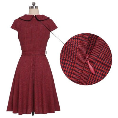 Vintage 50 Burgundy Lyhythihainen Mekko