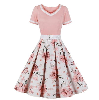 Vintage 50s Plus Size Vaaleanpunainen Mekko