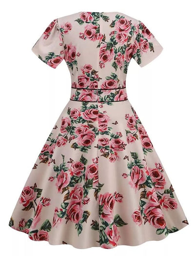 Vintage 60-Luvun Beige Kukkamekko