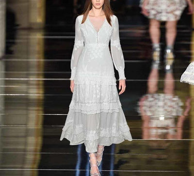 Vintage 40-Luvun Valkoinen Lyhtymekko