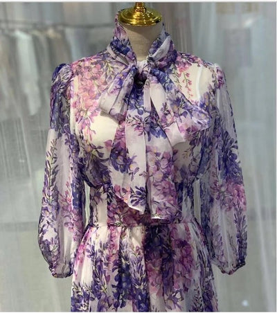 Vintage 40-Luvun Pitkä Laventelimekko