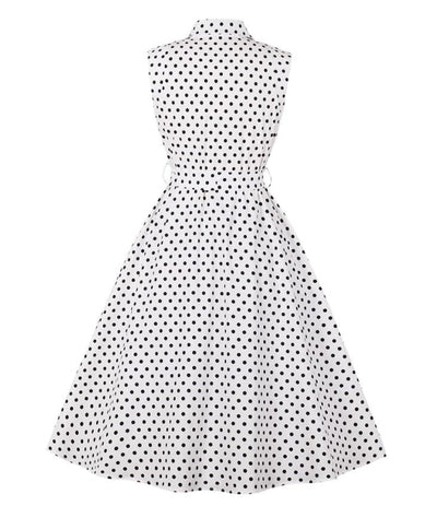 Vintage Mustavalkoinen Naisten Mekko