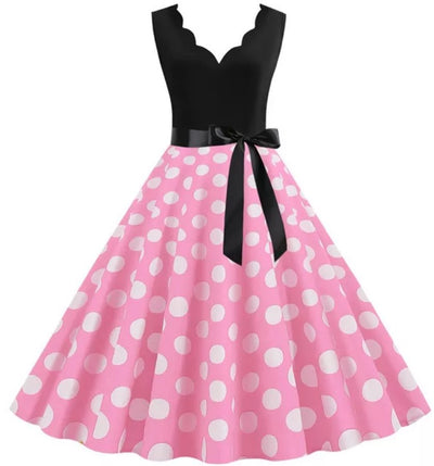 Vaaleanpunainen Naisten Vintage-Mekko