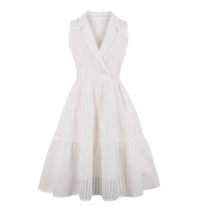 Valkoinen Plus-Koon Vintage Mekko