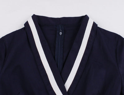 Vintage Plus-Koon Laivastonsininen V-Kaula-Aukkoinen Mekko