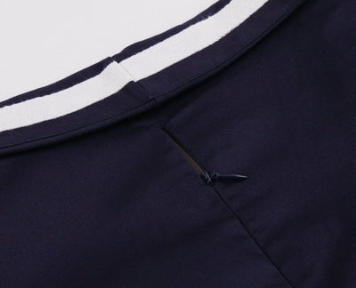 Vintage Plus-Koon Laivastonsininen V-Kaula-Aukkoinen Mekko