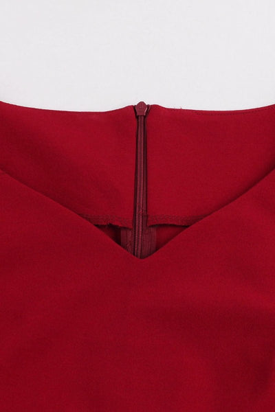 Vintage Plus-Koon Pitkähihainen Punainen Mekko