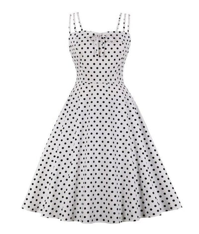 Vintage Plus-Koon Valkoinen Rockabilly-Mekko