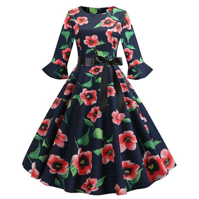 Vintage Musta Winter Poppies -Mekko