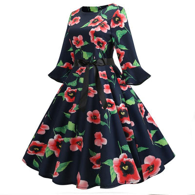 Vintage Musta Winter Poppies -Mekko