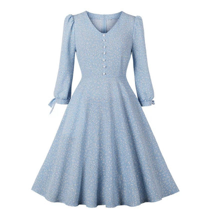 Vintage Pitkä Boho Flowers -Mekko