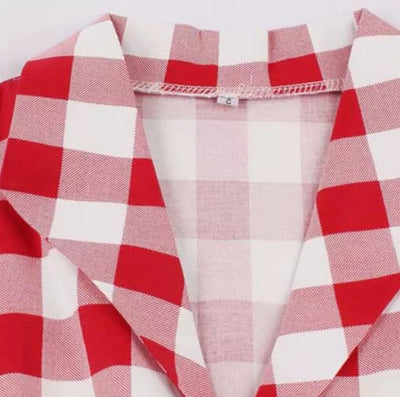 Vintage Pin Up -Punainen Ruudullinen Mekko