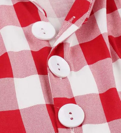 Vintage Pin Up -Punainen Ruudullinen Mekko