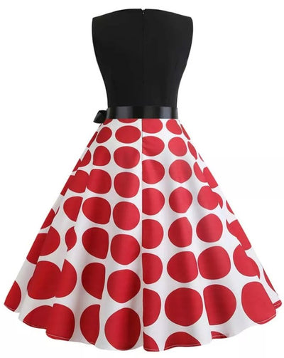 Vintage Punainen Ja Musta Rockabilly-Mekko