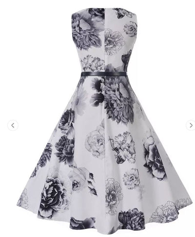 Vintage Romanttinen Mekko Laivastonvalkoinen