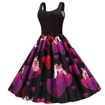 Vintage Musta Ystävänpäivämekko Kissoille