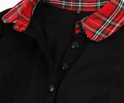 Vintage Musta Ruudullinen Työmekko