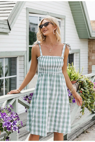 Vintage Vihreä Gingham-Mekko