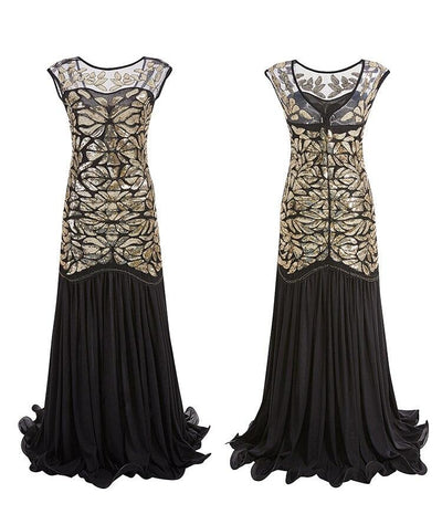 Kultainen Vintage 20-Luvun Läppämekko