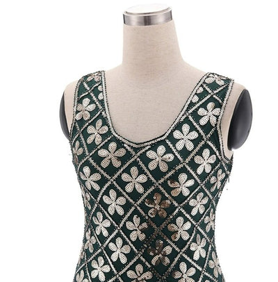 Vintage 20s Plus Size Green Gold -Mekko