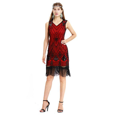 Vintage 20-Luvun Punainen Paljetteinen Mekko