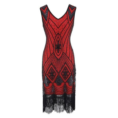 Vintage 20-Luvun Punainen Paljetteinen Mekko