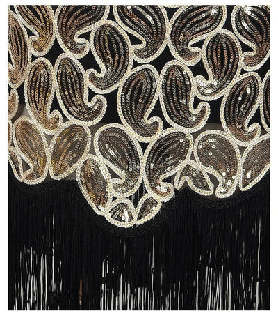 Vintage 20-Luvun Mekko Seksikäs Mustakultainen