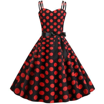 Vintage Rockabilly-Mekko, Musta Punainen Pilkku