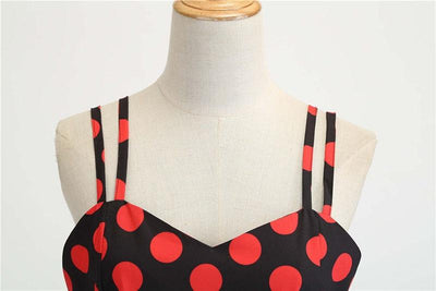 Vintage Rockabilly-Mekko, Musta Punainen Pilkku