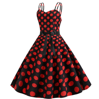 Vintage Rockabilly-Mekko, Musta Punainen Pilkku