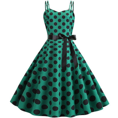 Vintage Rockabilly-Mekko Pilkunvihreä