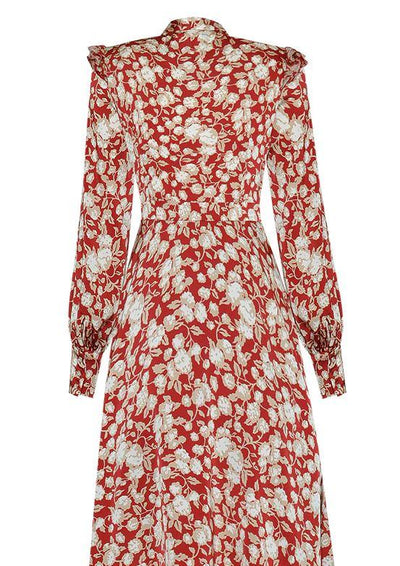 Vintage 40-Luvun Kukkainen Mekko Punainen