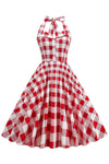 Vintage 1950-Luvun Punainen Ruudullinen A-Linjainen Mekko