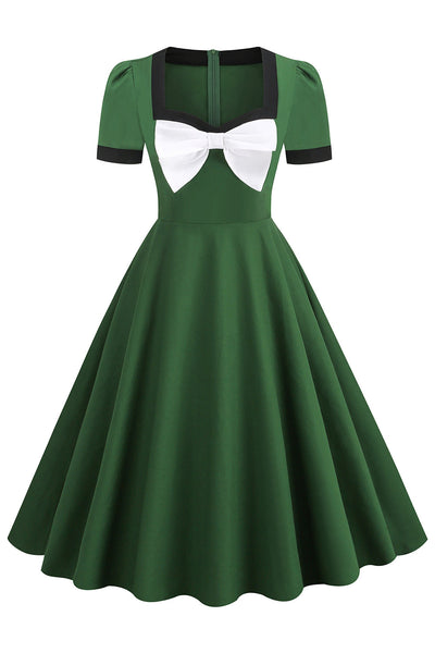 1950-Luvun Vintage Vihreä Mekko Rusetilla