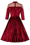 Burgundy Velvet Pitkähihainen Swing Mekko