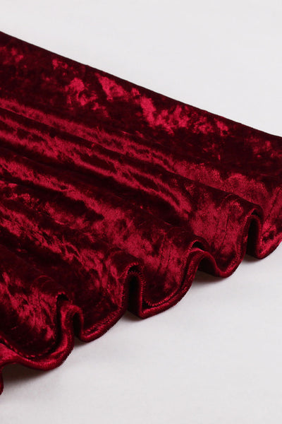 Burgundy Velvet Pitkähihainen Swing Mekko