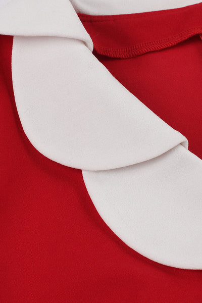 50-Luvun Red Lapel Collar Swing -Mekko