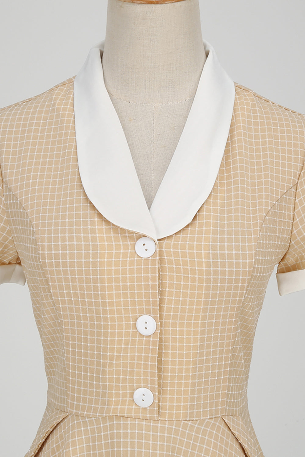 Vintage Ruudullinen Huivikaulusmekko